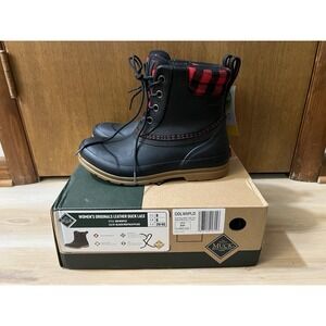New In Box Muck Women's 8 Originals Leather Duck Lace Boot Black/Buffalo Plaid